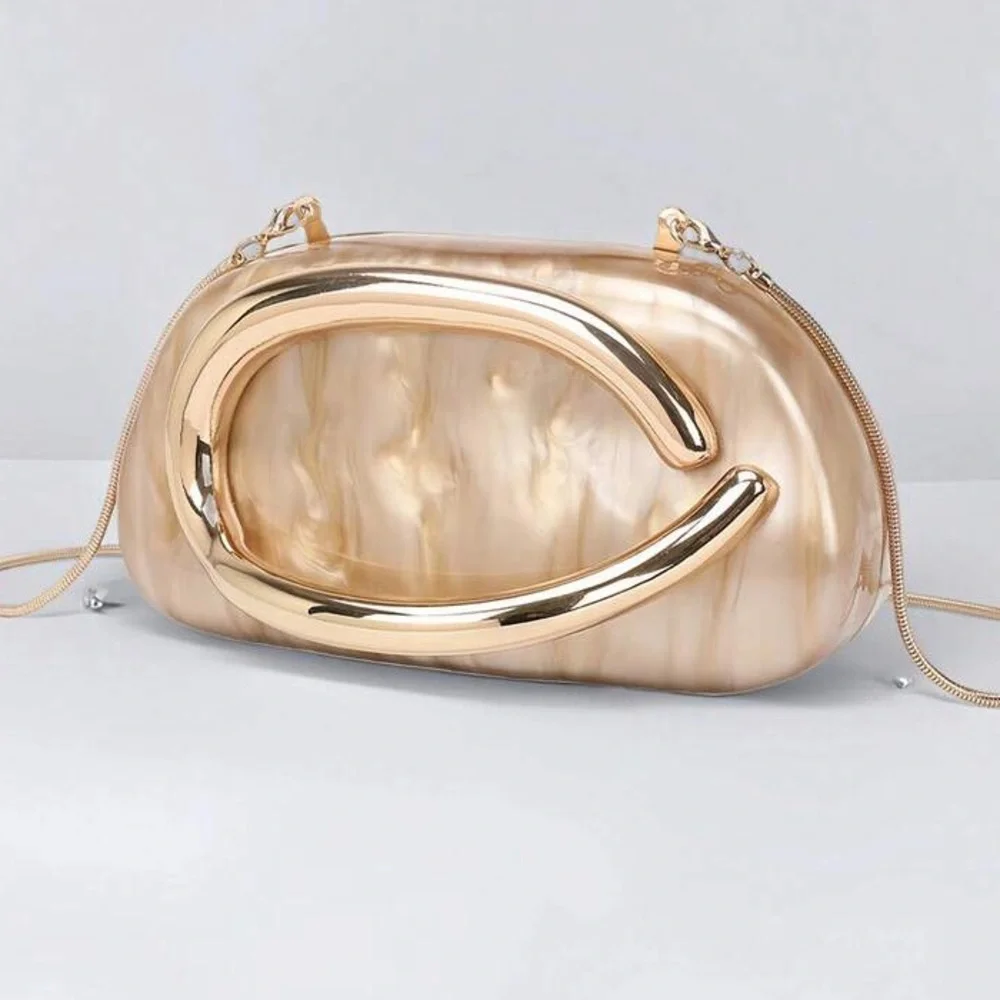 Gold Metallic Crossbody Clutch Bag
